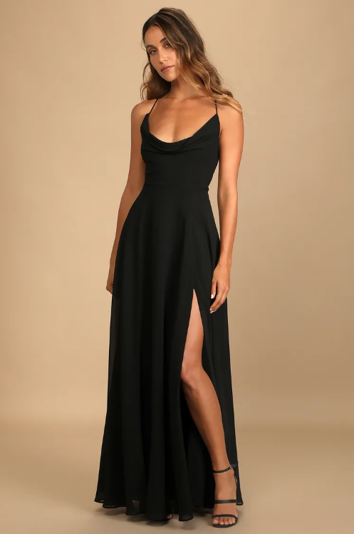 Black Lace-Up Maxi Dress